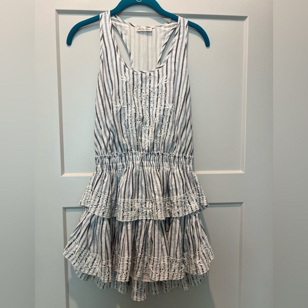 LoveShackFancy Blue and White Striped Dress